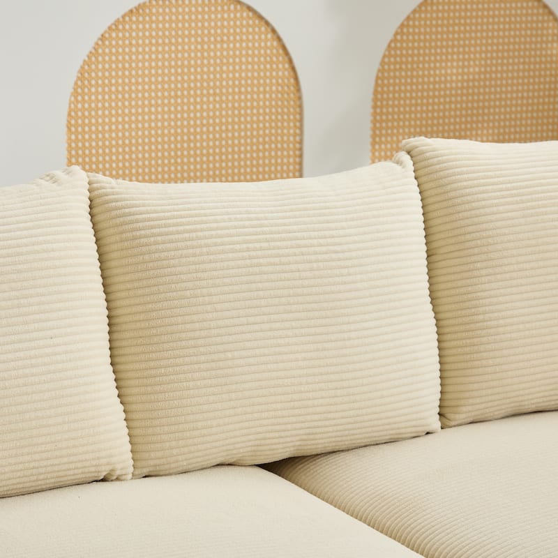Sectional Couch Sofa for Living Room, Modern Corduroy Modular Couch with 2 Ottoman, Corduroy Sofas for Apartment, Office
