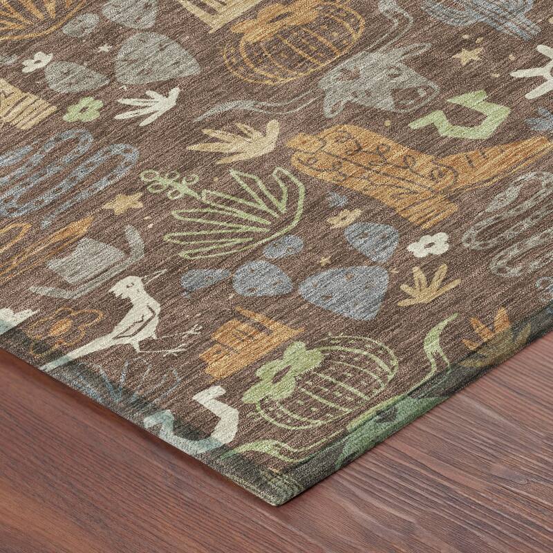 Machine Washable Indoor/ Outdoor Modern Ranch Chantille Rug