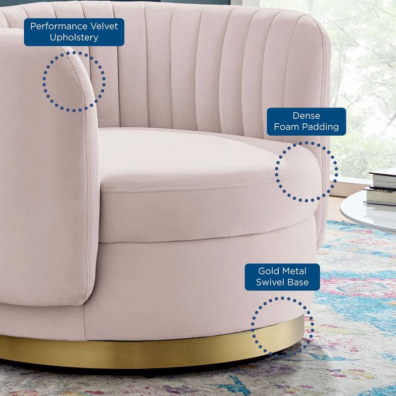 Embrace Tufted Performance Velvet Performance Velvet Swivel Chair