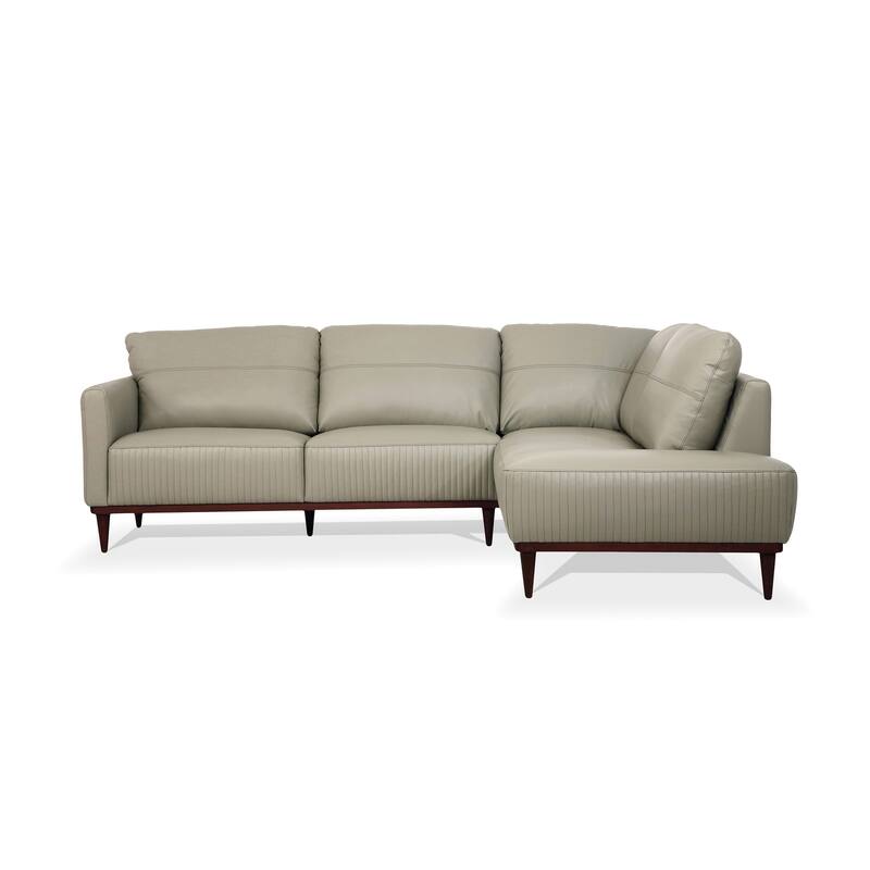 Klayton Airy Green Right Facing Leather Sectional with L Shape