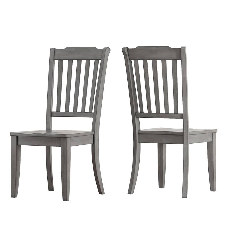 Eleanor Antique White Farmhouse Trestle Base 6-Piece Dining Set - Slat Back by iNSPIRE Q Classic - Antique White Table - Antique Grey Chairs and Bench