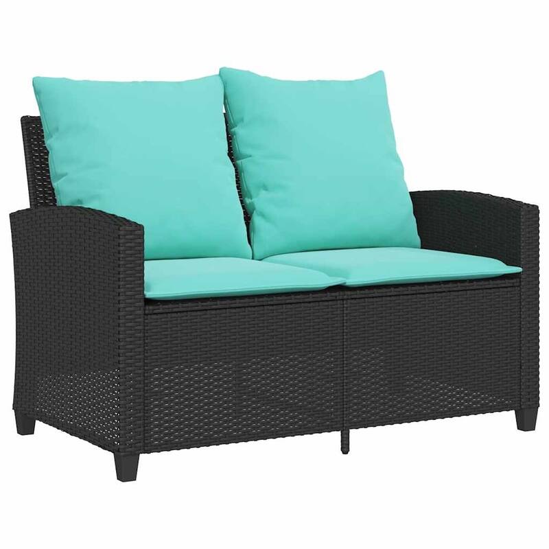 vidaXL Patio Sofa with Cushions Outdoor Seating Sectional Sofa Poly Rattan