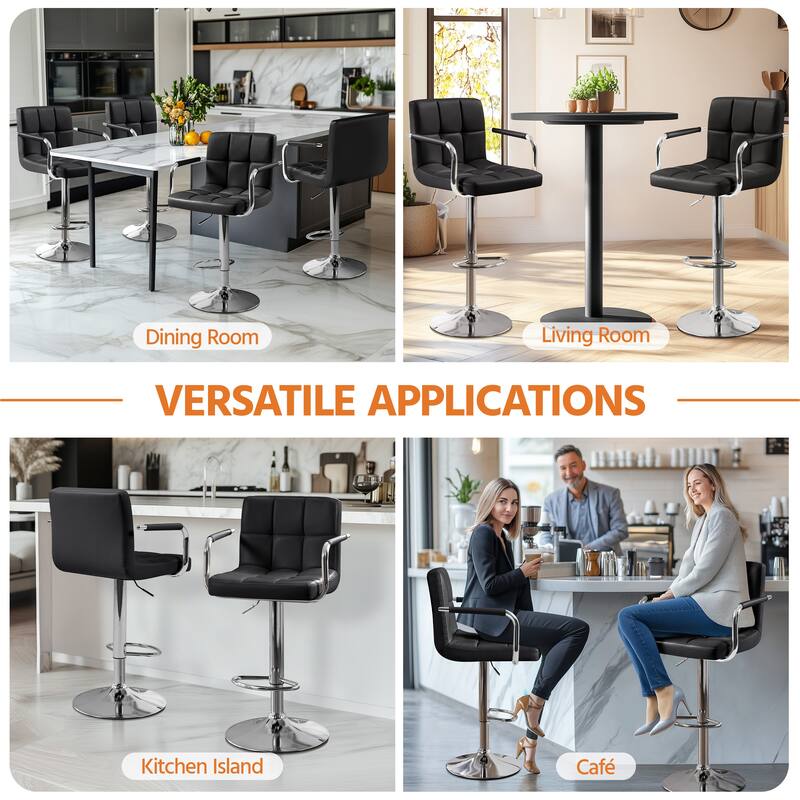 Yaheetech Bar Stools with 360-Degree Swivel and Adjustable Height- Set of 2