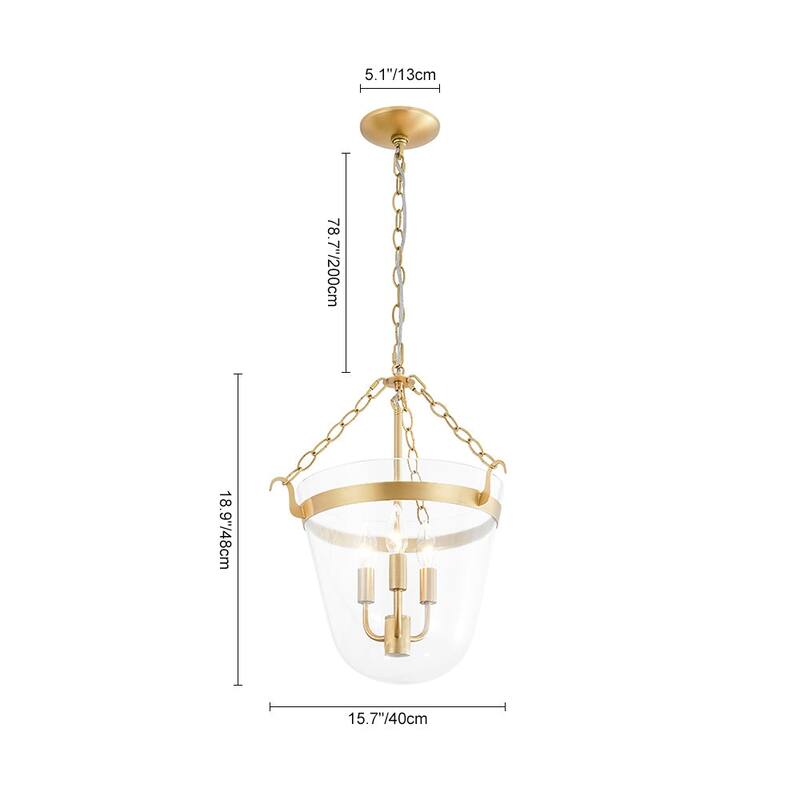 Heritage Glass Bell Jar Cage Pendant Semi Flush Ceiling Light