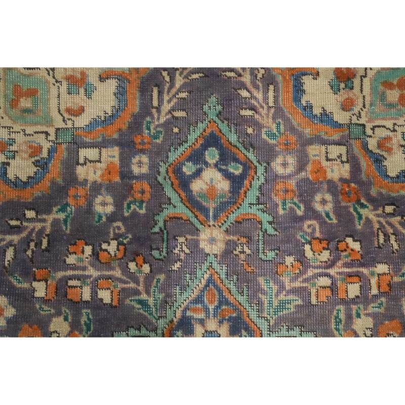 Hand Knotted Oriental 100% Wool Carpet Traditional Floral Purples Tabriz Area Rug - 4' 10'' X 3' 0''