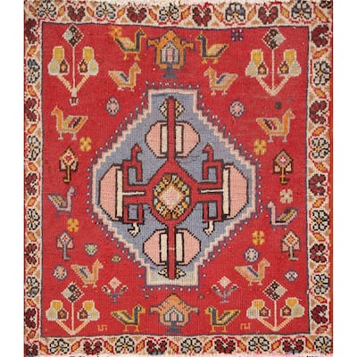 Abadeh Persian Vintage Square Area Rug Handmade Wool Carpet - 2'1"x 2'4"