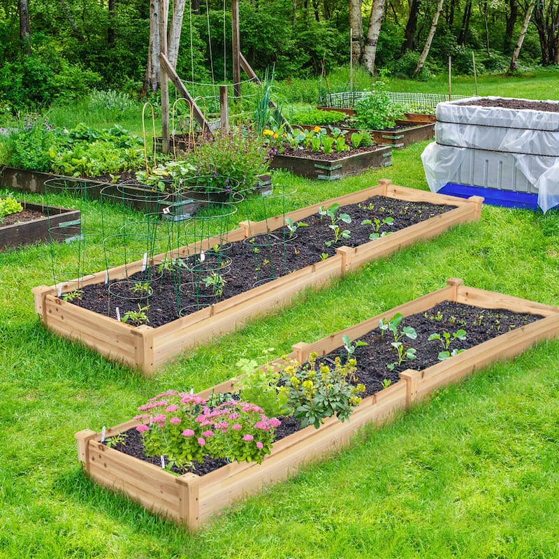 Costway Raised Garden Bed Wooden Elevated Planter Box Herbs Flowers - See Details