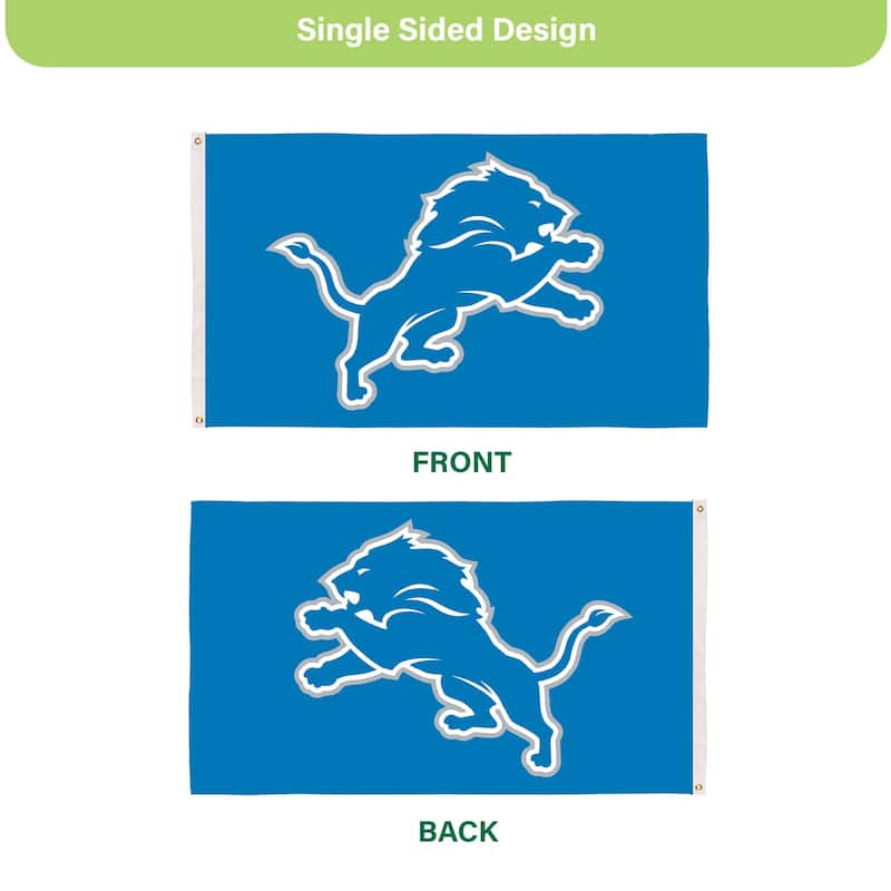 Detroit Lions Single Sided Flag w/ 2 Grommets, 3'x5'