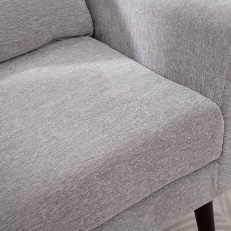 Chenille Modern Accent Chair with Wooden Legs and Mid-Century Lounge Chair (275lb Capacity)