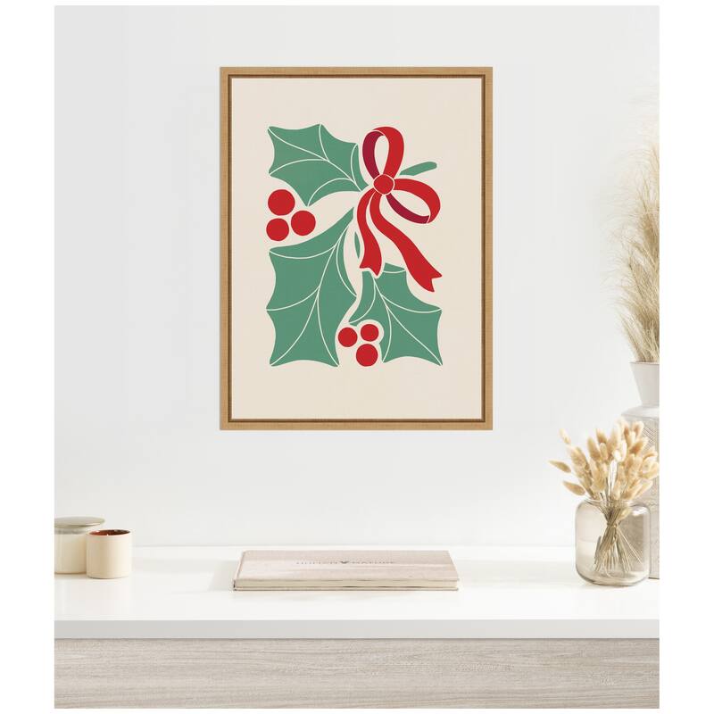 Kate and Laurel Sylvie Framed Canvas Christmas Icons Prima Set Nouveau Holly by Dominique Vari