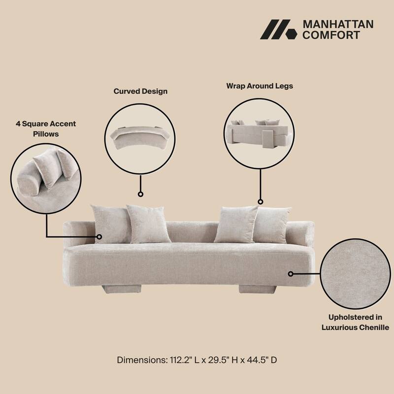 Manhattan Comfort 2 Piece Modern Verandah Chenille 112 Inch Sofa Set