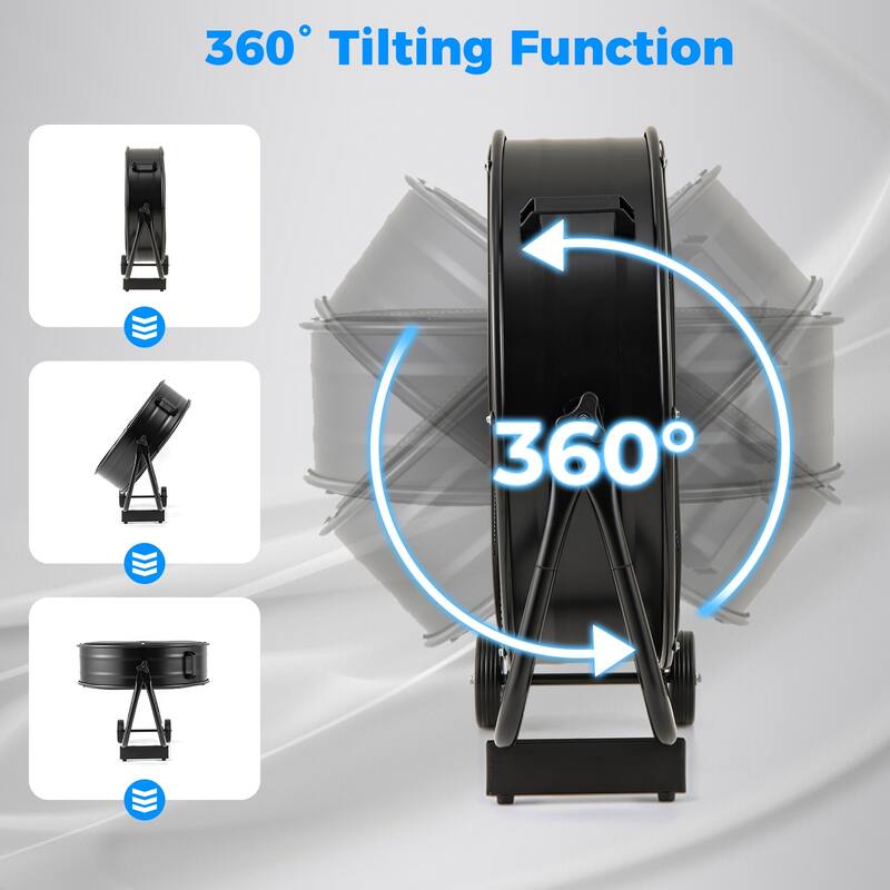 Gymax 24 Inch Industrial Drum Fan w/ 360 Degree Adjustable Tilt & 2