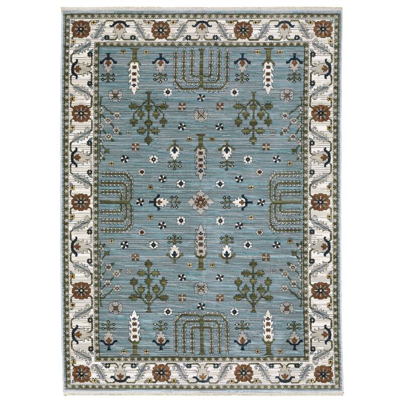 Style Haven Kellan Oriental Tree of Life Pale Blue/ Green Area Rug