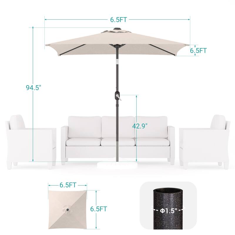BONOSUKI 6.5x6.5Ft Patio Market Umbrella Weather-Resistant Frame