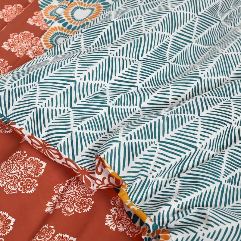 Lush Decor Bohemian Stripe Reversible 3 Piece Cotton Duvet Set
