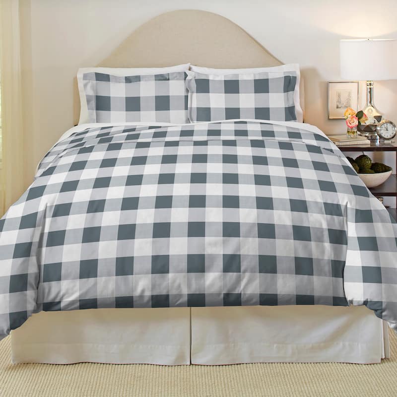 Pointehaven Flannel 180 GSM Brushed Soft Cotton Oversized Duvet Sets - Full - Queen - Urban Plaid