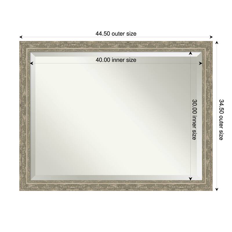 Filigree Beveled Framed Wall Mirror - 45 x 35 in - Filigree Silver