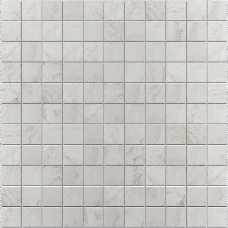 Tufo 12 in. x 12 in. Glazed Porcelain Mosaic Wall and Floor Tile - White Matte - 12 in. x 12 in.