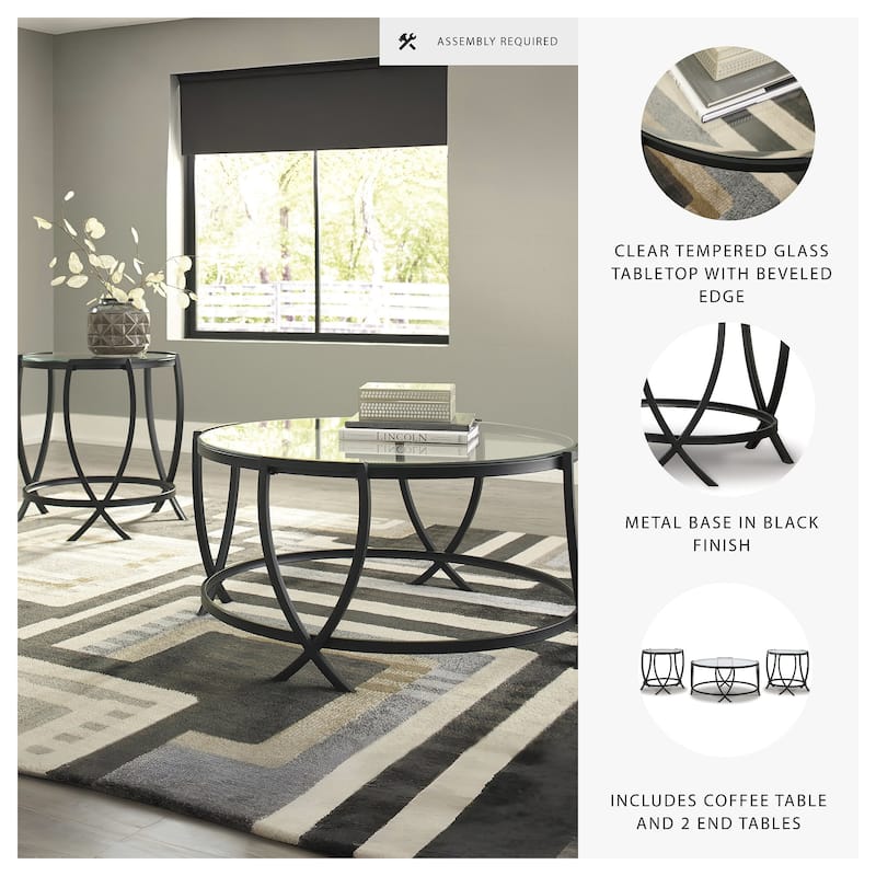 Tarrin Black 3-Piece Table Set