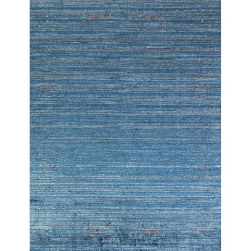 Hand Knotted Oriental 100% Wool Carpet Tribal Tribal Navy Blue & Blues Gabbeh Area Rug - 9' 10'' X 7' 10''