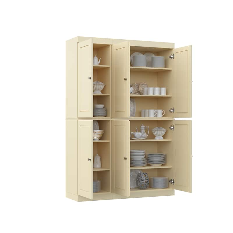 Palace Imports 100% Solid Wood Pantry Cabinet, Raised Panel Doors, Adjustable Shelves, 48.5" Wide, 71.5" Tall - 48.5" x 71.5"