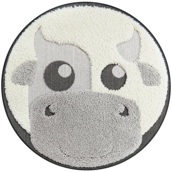 slide 2 of 2, Mod-Tod Cow Kids Area Rug - 3'11" Round - 3'11" Round 3'11" Round - Grey
