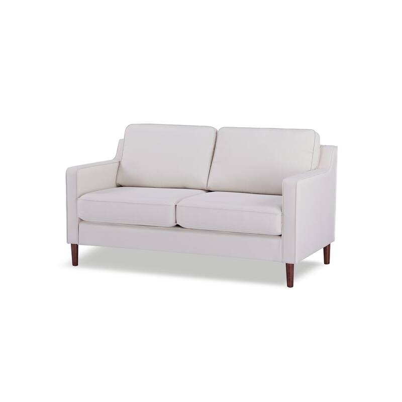 Artdeco Home - Sedona Modern Loveseat Sofa, Faux Linen / Vegan Leather Couch