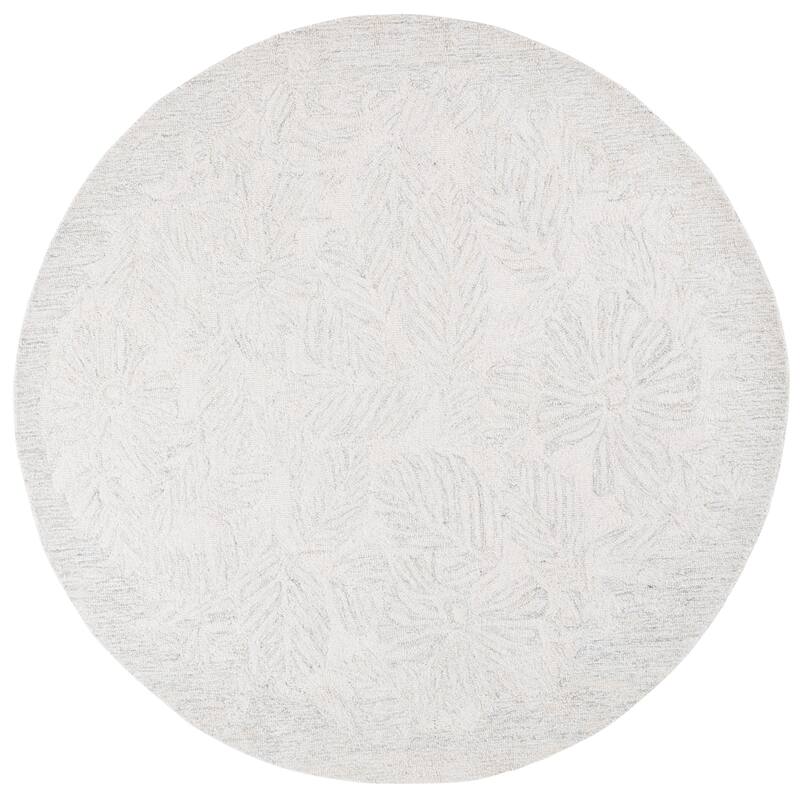 SAFAVIEH Handmade Pine Tanuja Wool Rug - Light Grey/Ivory - 6' Round