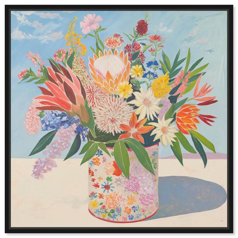 Floral Tin Canvas by Art Remedy - Black - 40" x 40"
