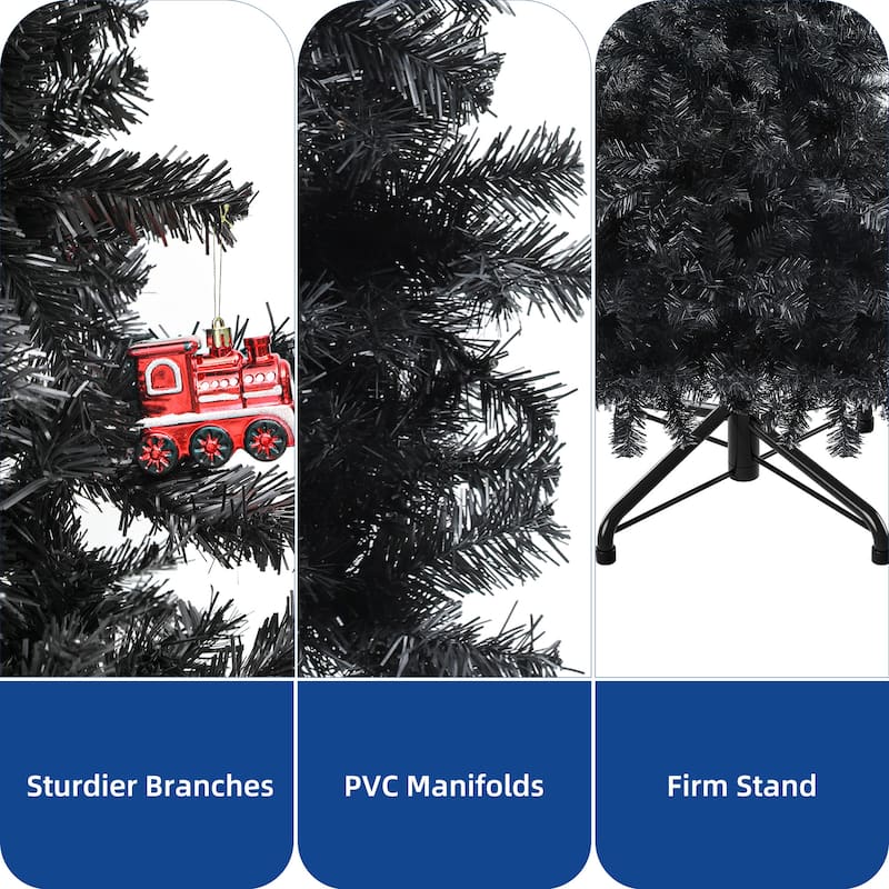 7.5ft Pre-lit Black Christmas Tree with Lights with 1600 Tips & 550 UL Listed Lights