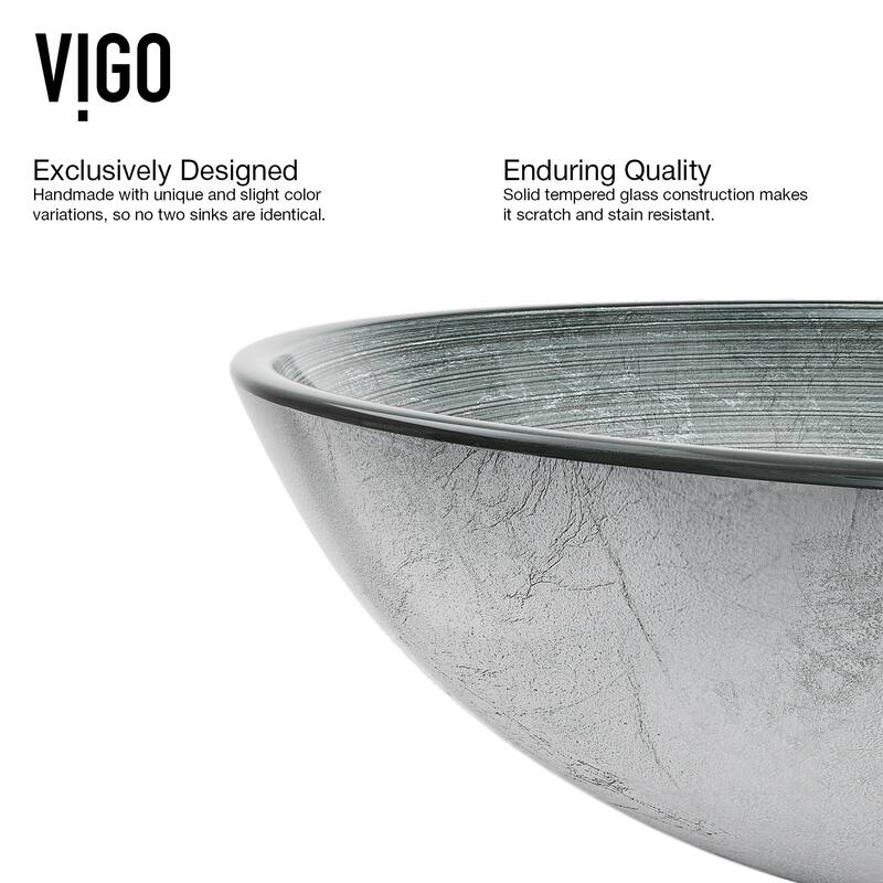 VIGO Giovanni 17"L x 17"W x 6"H Glass Round Vessel Bathroom Sink