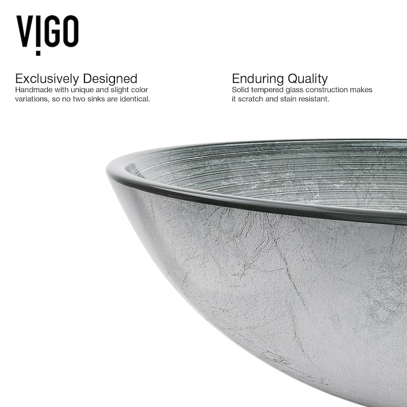 VIGO Giovanni 17"L x 17"W x 6"H Glass Round Vessel Bathroom Sink