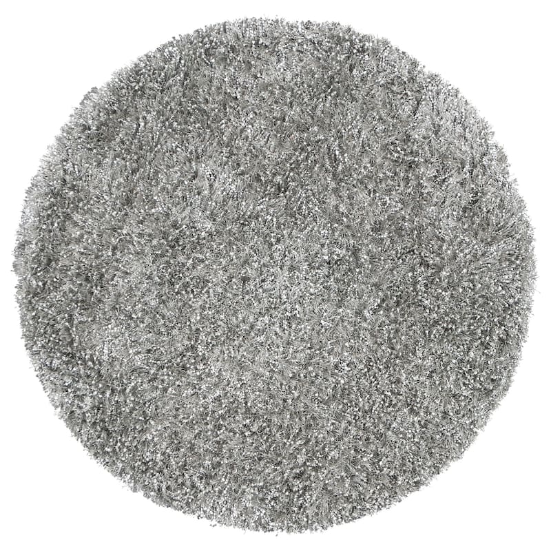 Alora Decor Pearl Contemporary Solid Gray Polyester/Lurex Area Rug - Gray - 3' Round