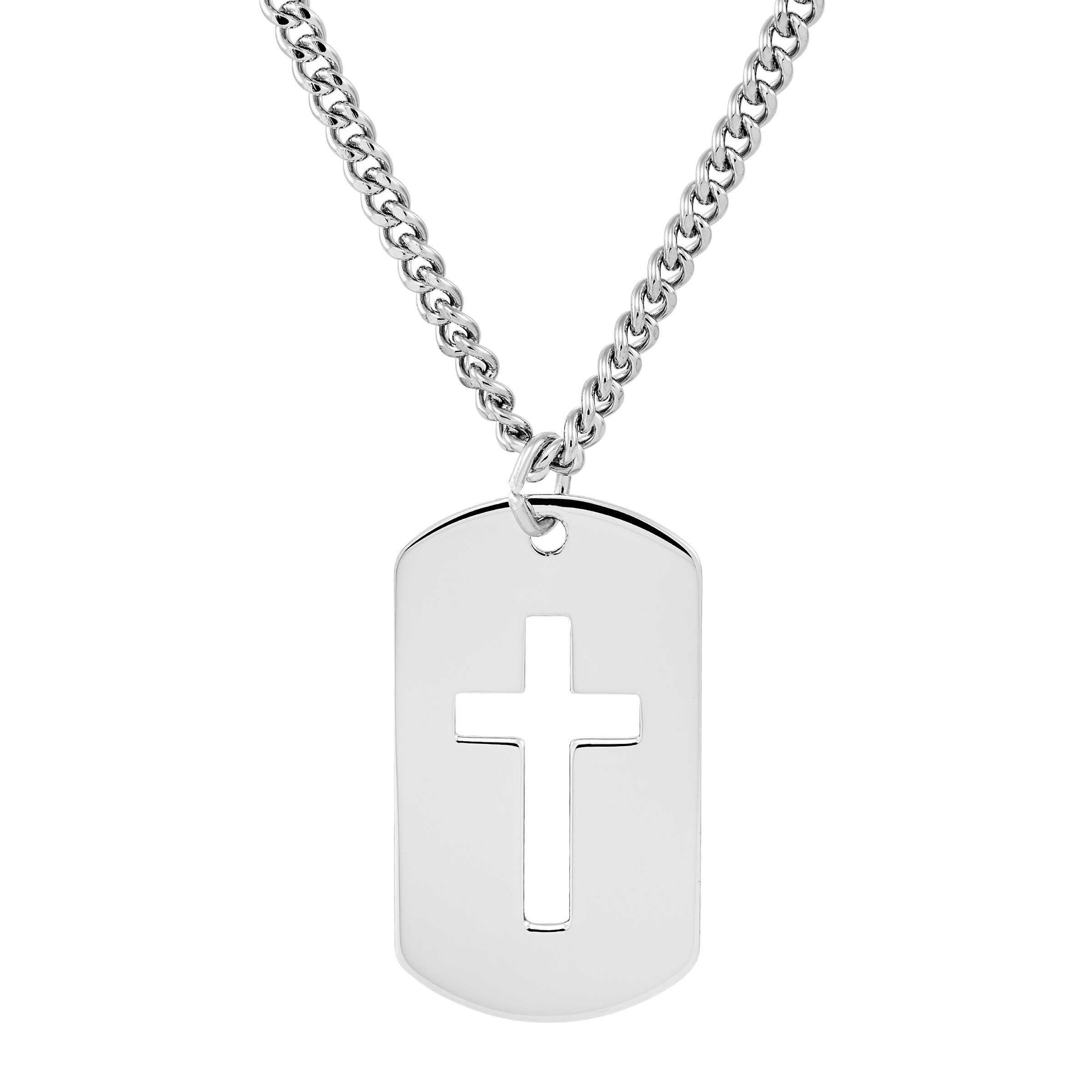 Men's cross dog tag necklace clearance