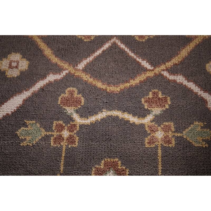 All-Over Gray & Ivory Oushak Indian Area Rug Handmade Wool Carpet - 8'1" x 9'9"