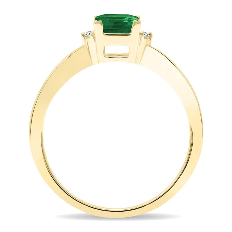 Women's Square Shaped Emerald and Diamond Classic Band in 10K Yellow Gold