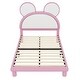 preview thumbnail 8 of 24, Upholstered Bed Frame with Cartoon Ears Shaped Headboard and LED Light Underneath, Twin/Full Size Platform Bed with Support Legs