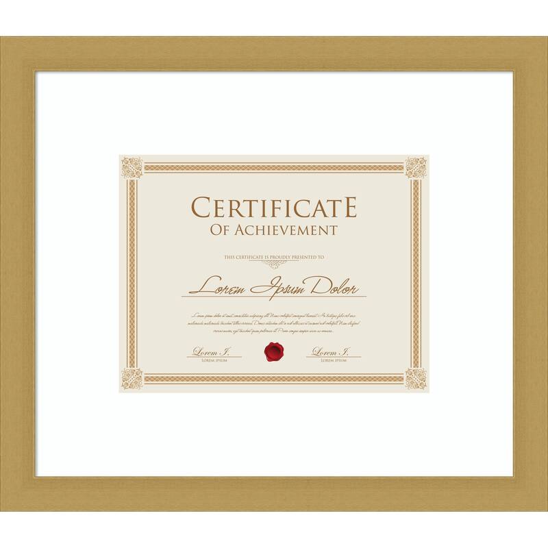 Grace Brushed Gold Narrow Framed Picture Frame, Photo Frame - 17x14.5 Matted White 11x9 - Grace Brushed Gold Narrow