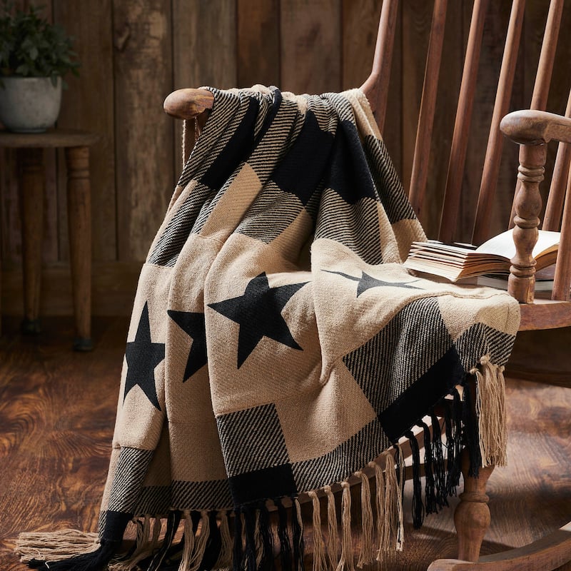 Black Check Star Woven Throw 50x60 - 50x60 - Black