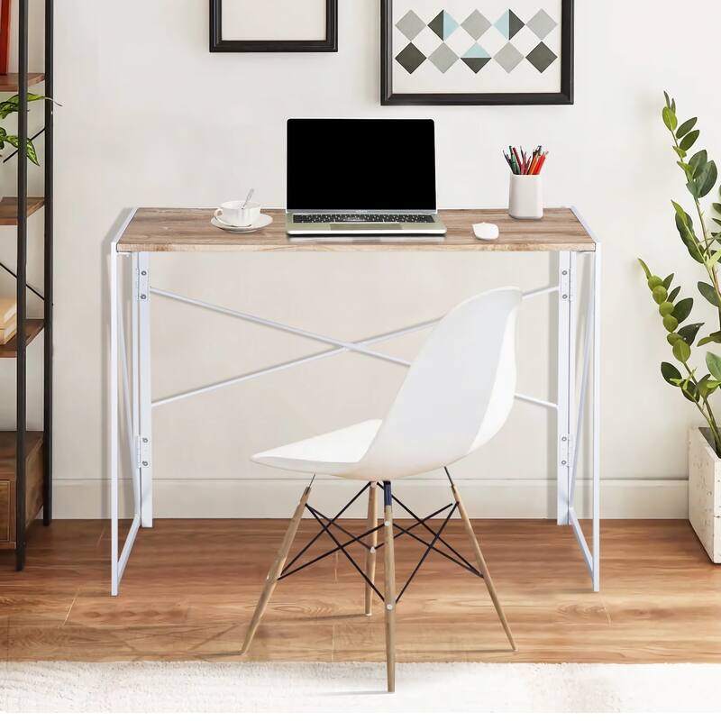 HomyLin 39" Simple Folding Study Writing Desk, No Assembly Required