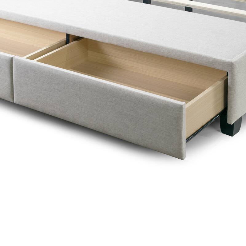 Arnia Beige Fabric Bed Captain's Bed with Two Drawers