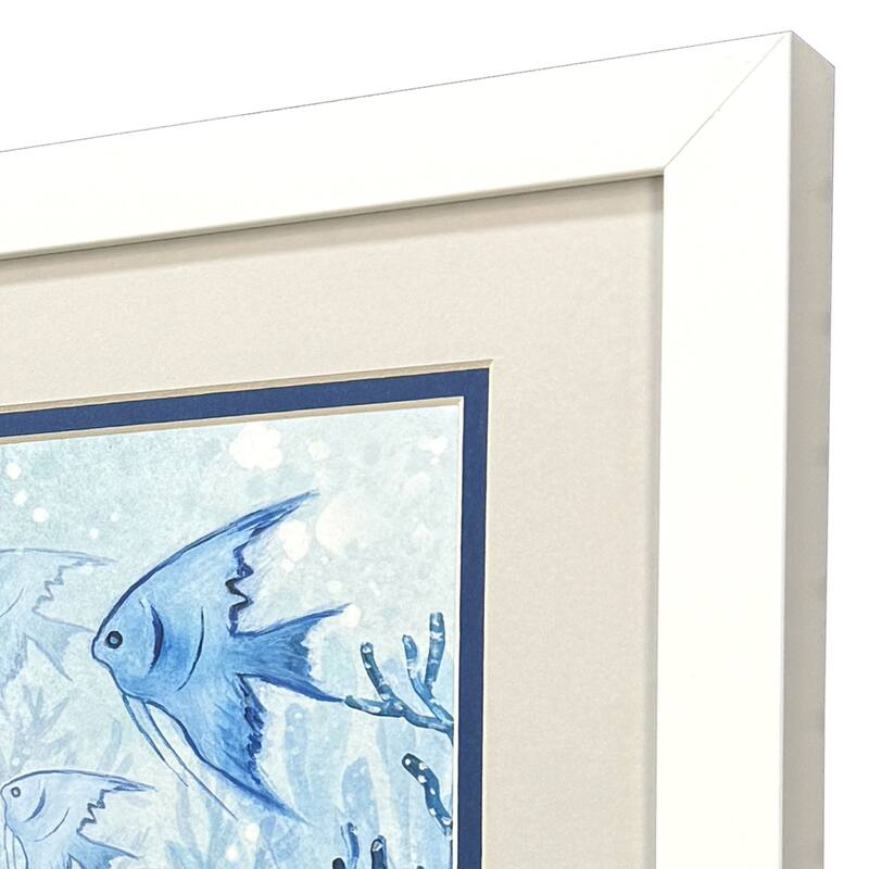 HomeRoots Set Of Two Angel Fish White Framed Wall Art