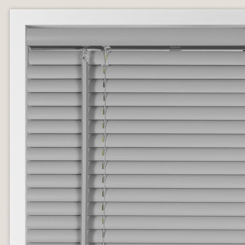 Calyx Interiors Light Gray Cordless 1-Inch Vinyl Room Darkening Mini Blind