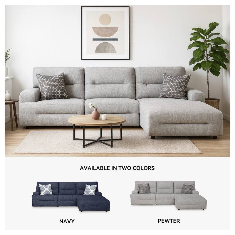 Signature Design by Ashley Acklen Place Light Gray 3-Piece Power Reclining Sectional - 115" W x 71" D x 42" H