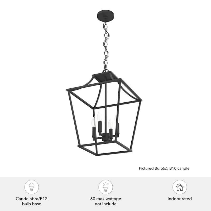 Hunter 15" Laurel Ridge 4-Light Lantern Pendant - Kitchen Island, Dining Room, Entry - Candle, Modern Farmhouse, Industrial