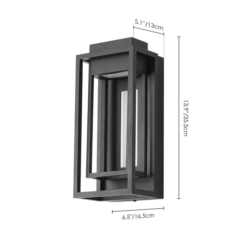 6.5" W 1-Light Modern Industrial Black Rectangle Aluminum Integrated LED Outdoor Wall Sconce