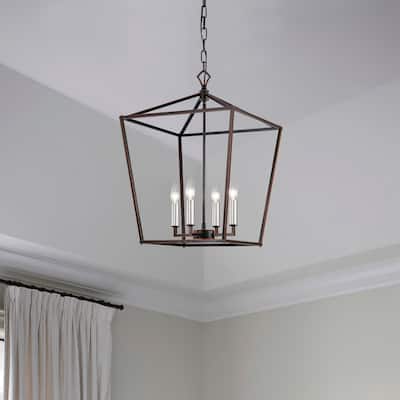 Oil Rubbed Bronze 4-Light Lantern Pendant 16 in with Sleeves - Oil Rubbed Bronze
