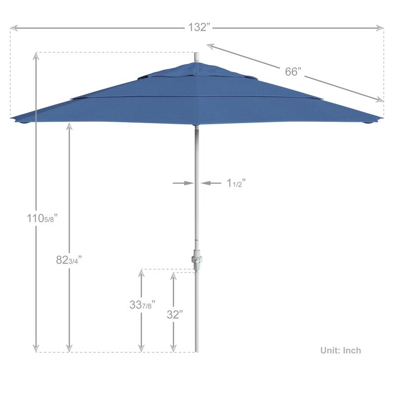 California Umbrella 11' Sun Master Patio Umbrella White Aluminum Pole Fiberglass Ribs Crank Lift Tilt, Olefin