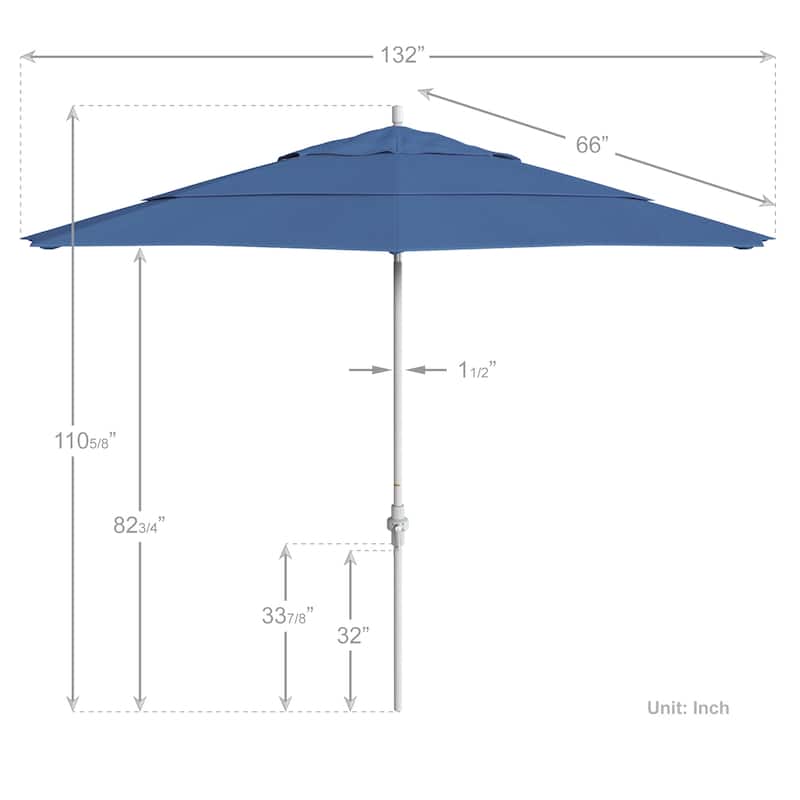 Perry 11ft Round Crank Lift Collar Tilt Aluminum Patio Umbrella by Havenside Home, Base Not Included
