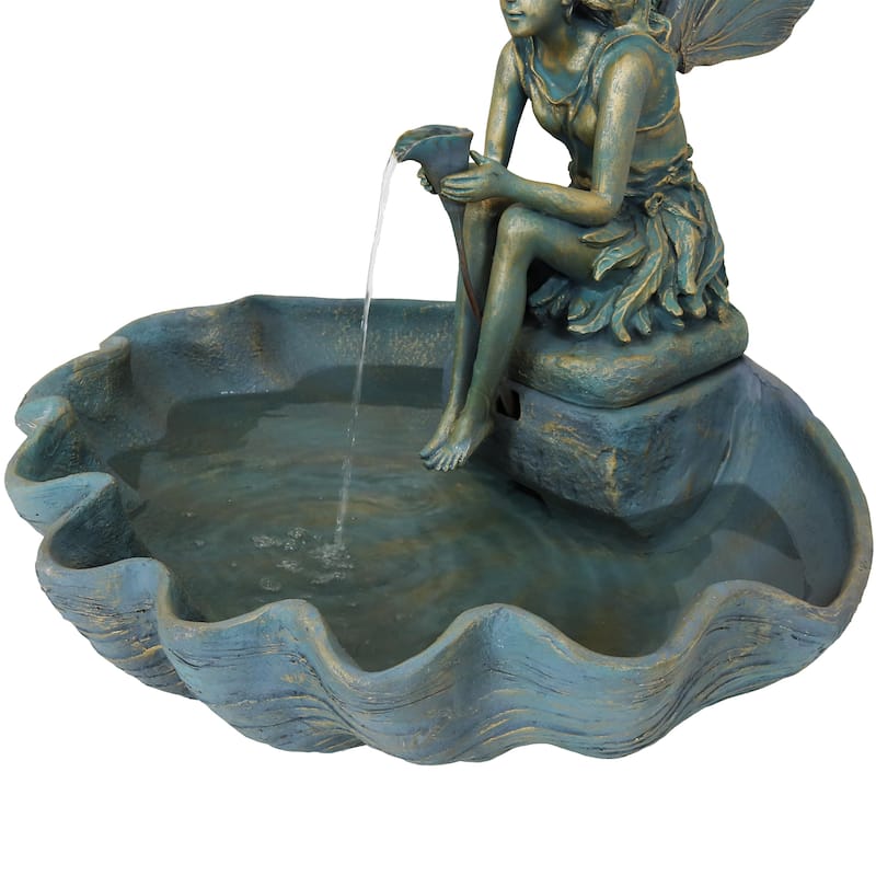 Fairy Shell Outdoor Water Fountain Garden & Backyard Feature - 30"